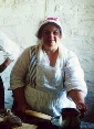 Carolyn cooking in the officer's quarters, Ft. de Chartres Colonial Trade Faire, Pays Illinois, 2001